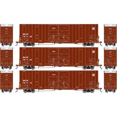HO ATH 60' Gunderson High-Cube Double Door Box Car, BNSF #761159/761164/761173 (3) HO ATH 60' Gunderson High-Cube Double Door Box Car, BNSF #761159/761164/761173 (3)