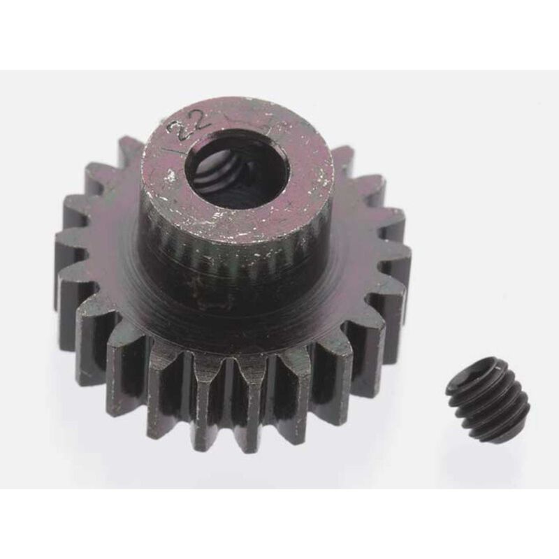 Extra Hard 22 Tooth Blackened Steel 32p Pinion, 5mm