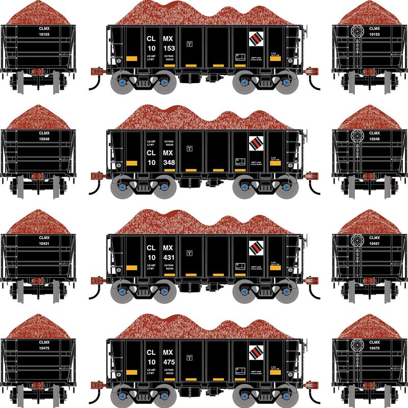 HO 26' PC&F Ore Car Tight-Bottom Low Side with Load, CLMX #10153/10348/10434/10475 (4) HO 26' PC&F Ore Car Tight-Bottom Low Side with Load, CLMX #10153/10348/10434/10475 (4)