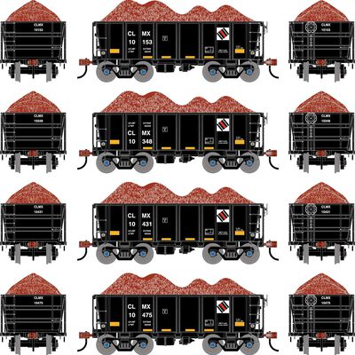 HO 26' PC&F Ore Car Tight-Bottom Low Side with Load, CLMX #10153/10348/10434/10475 (4) HO 26' PC&F Ore Car Tight-Bottom Low Side with Load, CLMX #10153/10348/10434/10475 (4)
