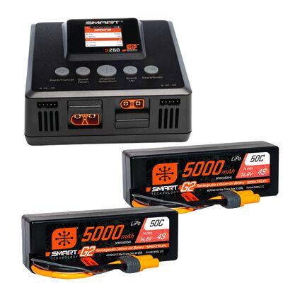 Smart Powerstage 8S Surface Bundle: (2) G2 5000mAh 4S LiPo IC5 & S250 Charger Smart Powerstage 8S Surface Bundle: (2) G2 5000mAh 4S LiPo IC5 & S250 Charger