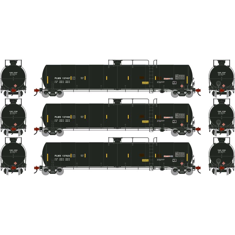 HO UTC 33K LPG Tank Car- Late, PLMX Primed For Grime #137457/137495/137623 (3) HO UTC 33K LPG Tank Car- Late, PLMX Primed For Grime #137457/137495/137623 (3)