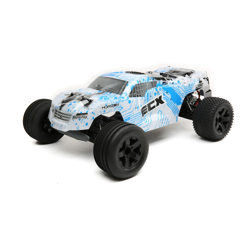 1/10 Circuit 2WD Stadium Truck Brushed with LiPo RTR, White/Blue, INT
