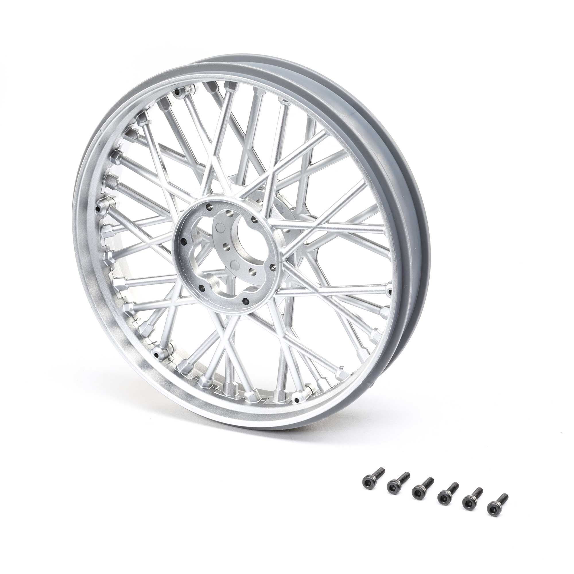 Losi Front Wheel Set, Satin Chrome: Promoto-MX | Horizon Hobby