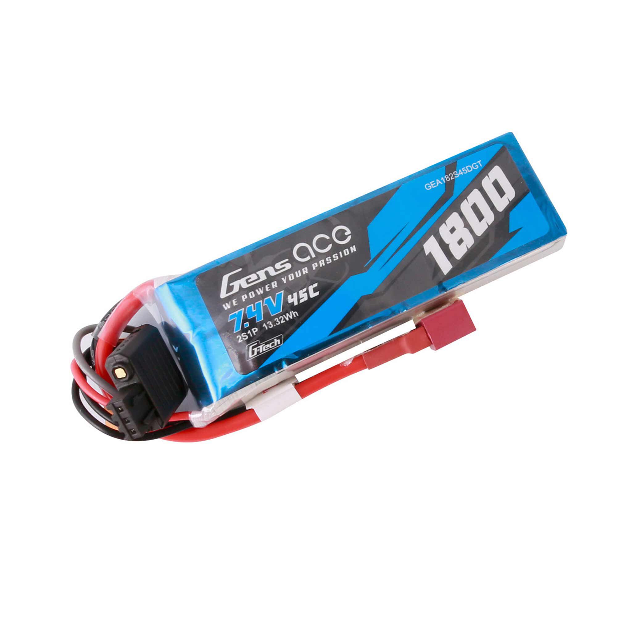 NA☆ Gens ace Gens ace 7.4V 1800mAh 2S 45C G-Tech LiPo Battery: Deans