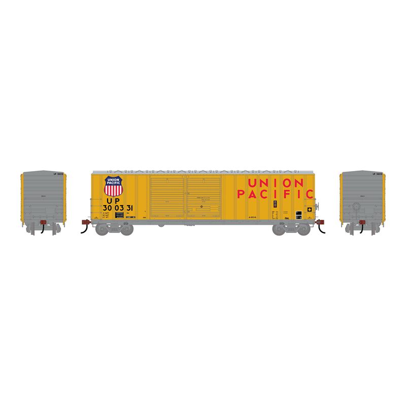 Athearn HO ATH 50' FMC 5077 DD Offset Box Car, UP 'Yellow' #300331 Athearn HO ATH 50' FMC 5077 DD Offset Box Car, UP 'Yellow' #300331
