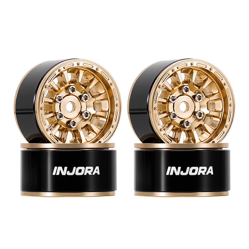 INJORA 1.0" Aluminum Beadlock Rock Crawler Wheels, Gold (4)