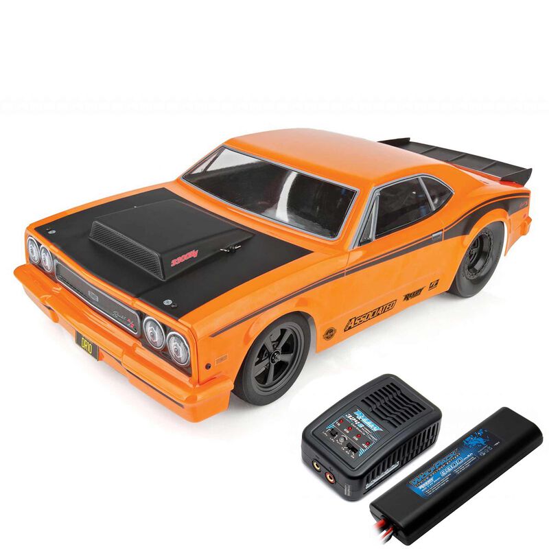 1/10 DR10 Drag Race Car RTR, Orange with 3S LiPo Battery & Charger