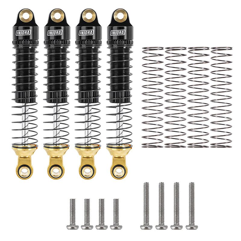 INJORA 59mm Aluminum & Brass Oil Shocks, 1/18 Traxxas TRX-4M (4)