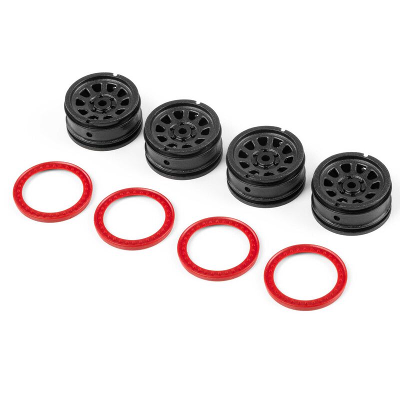 Pro-Line Racing 1/30 Raceline Daytona Front/Rear Wheels with Bead Ring, Black/Red (4): SCX30