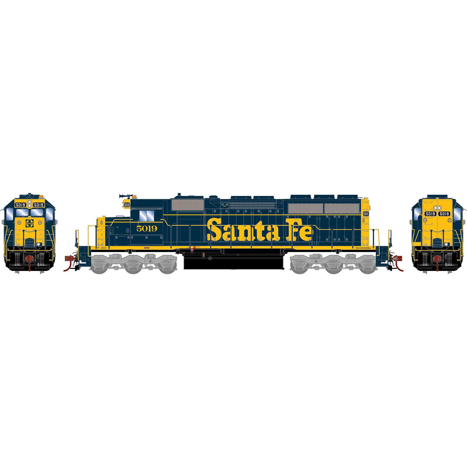 HO SD40 Locomotive, Santa Fe #5019