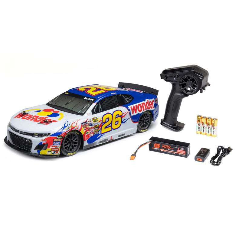 Losi 1/12 NASCAR RC Race Car Ricky Bobby No. 26 2026 Wonder Bread Chevrolet ZL1 2S AWD RTR Brushed On-Road (Battery & Charger Included)
