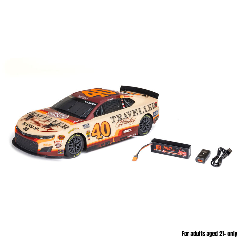 Losi 1/12 NASCAR RC Race Car Justin Allgaier No. 40 2026 Traveller Whiskey Chevrolet ZL1 2S AWD RTR Brushed On-Road (Battery & Charger Included) Losi 1/12 NASCAR RC Race Car Justin Allgaier No. 40 2026 Traveller Whiskey Chevrolet ZL1 2S AWD RTR Brushed On-Road (Battery & Charger Included)