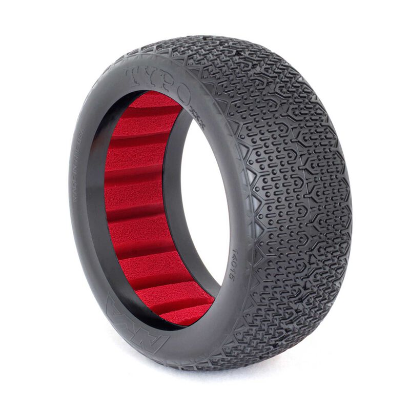 1/8 Typo Clay Tires, Red Inserts (2): Buggy
