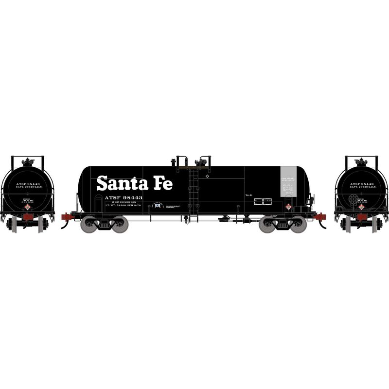 Athearn HO ATH RTC 20,900 Gallon Acid Tank Car, ATSF #98443
