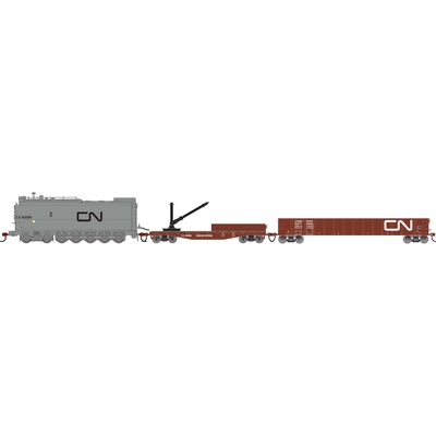 HO MOW Set, CN Fuel Oil Tank Car #80096/Derrick Car #499998/52' Mill Gondola #137820 (3) HO MOW Set, CN Fuel Oil Tank Car #80096/Derrick Car #499998/52' Mill Gondola #137820 (3)