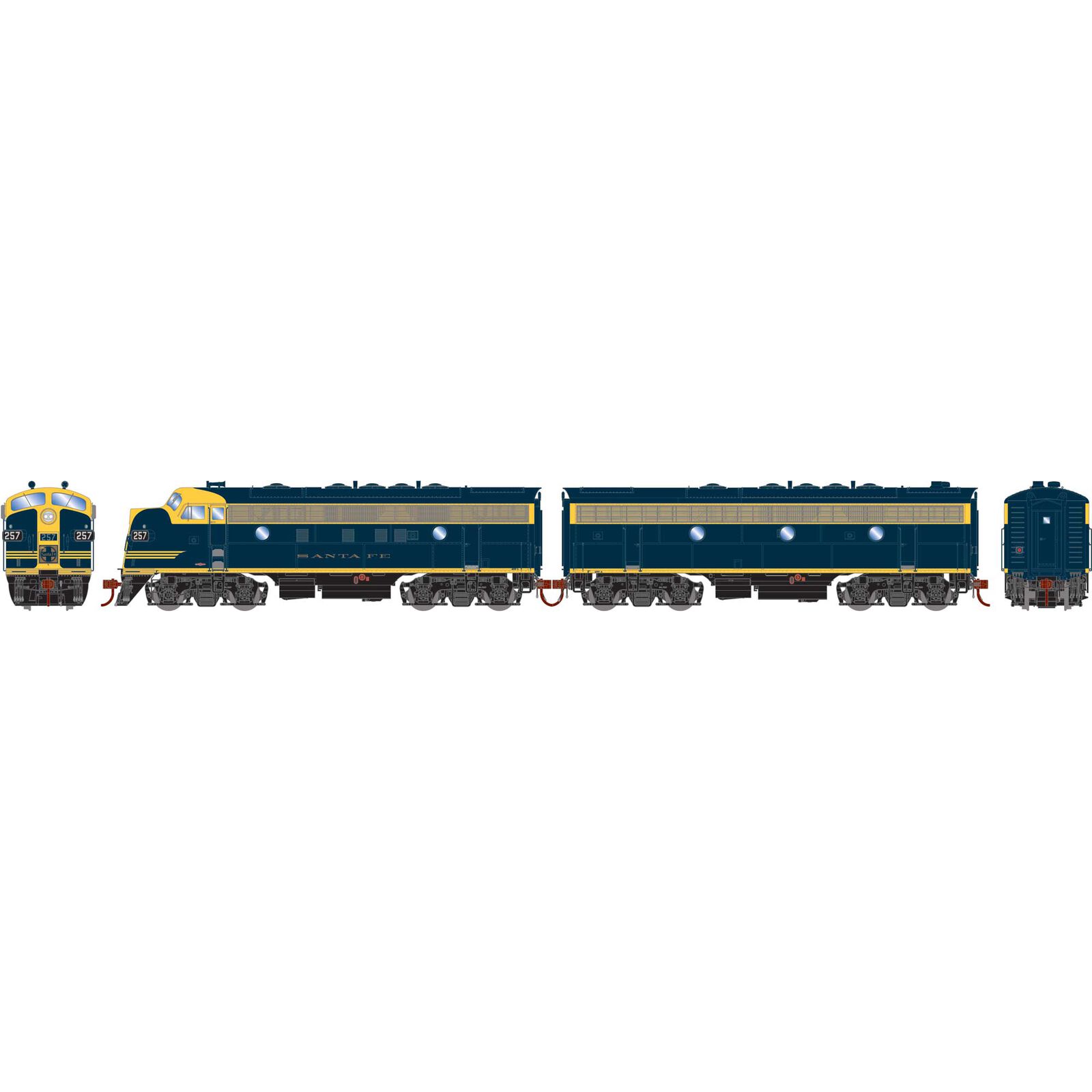 HO F7A / F7B Locomotive Set with DCC & Sound, ATSF #257L, #257A