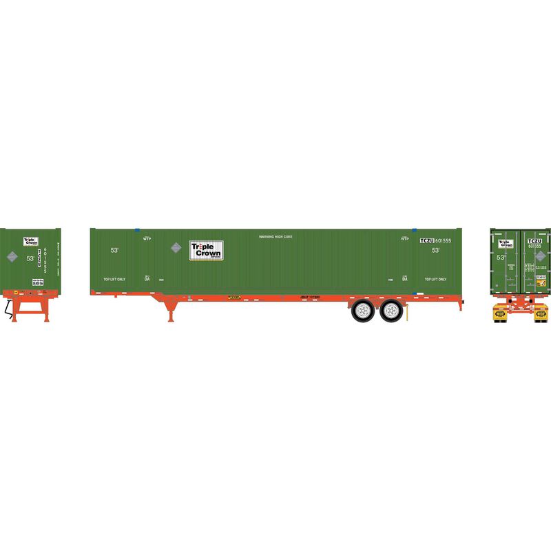 HO ATH 53' Chassis with Container, Chassis- JBHZ #127890, Container- TCZU #601555
