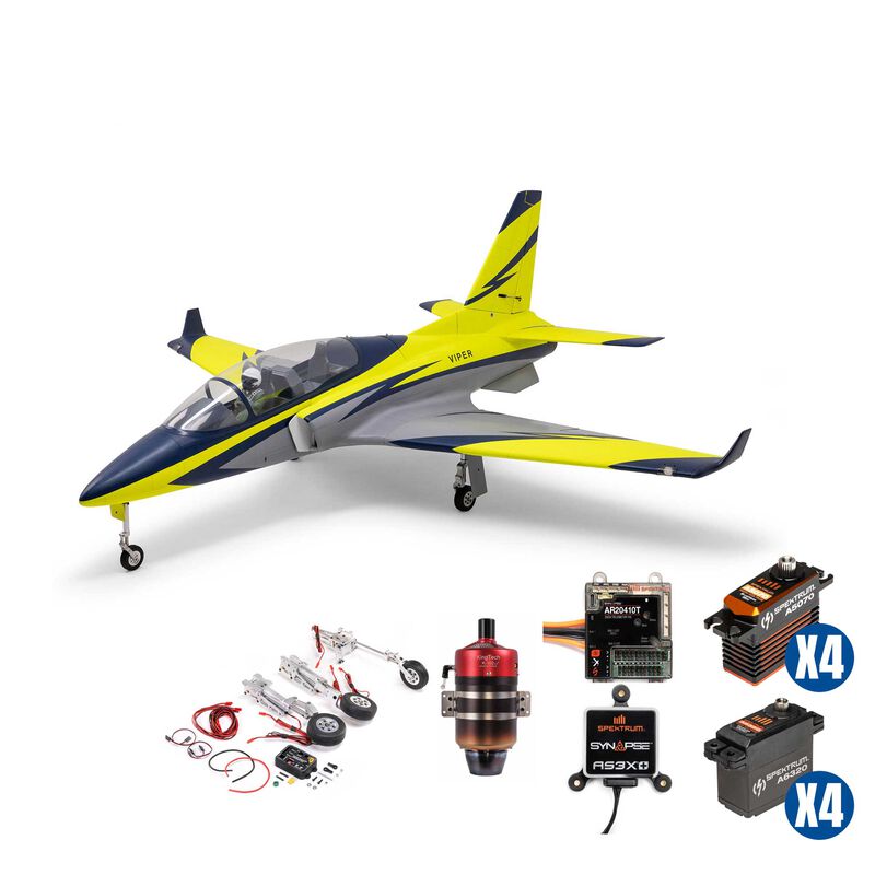 Viper 100N Turbine Jet ARF with Retract Set, KingTech K-102G4+, 8 Spektrum Servos, Spektrum AR20410T Powersafe Receiver, and Synapse AS3X+ Module