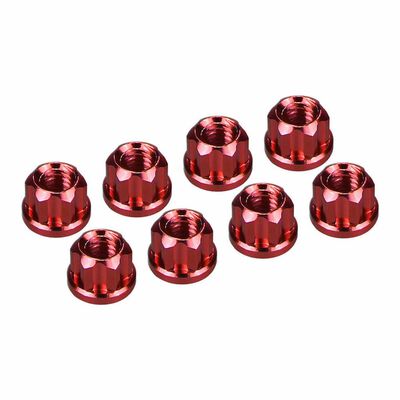 Aluminum M2 Flange Wheel Nuts, 1/30 Axial SCX30, Red Aluminum M2 Flange Wheel Nuts, 1/30 Axial SCX30, Red