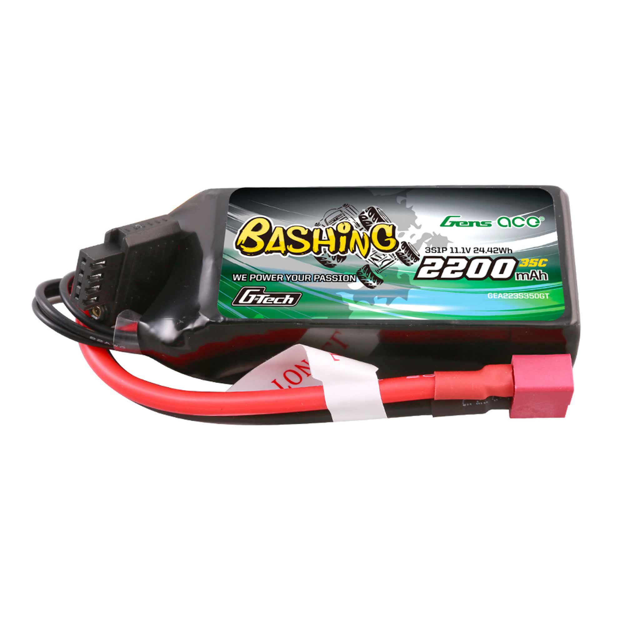 Gens ace 11.1V 2200mAh 3S 35C G-Tech Bashing LiPo Battery: Deans