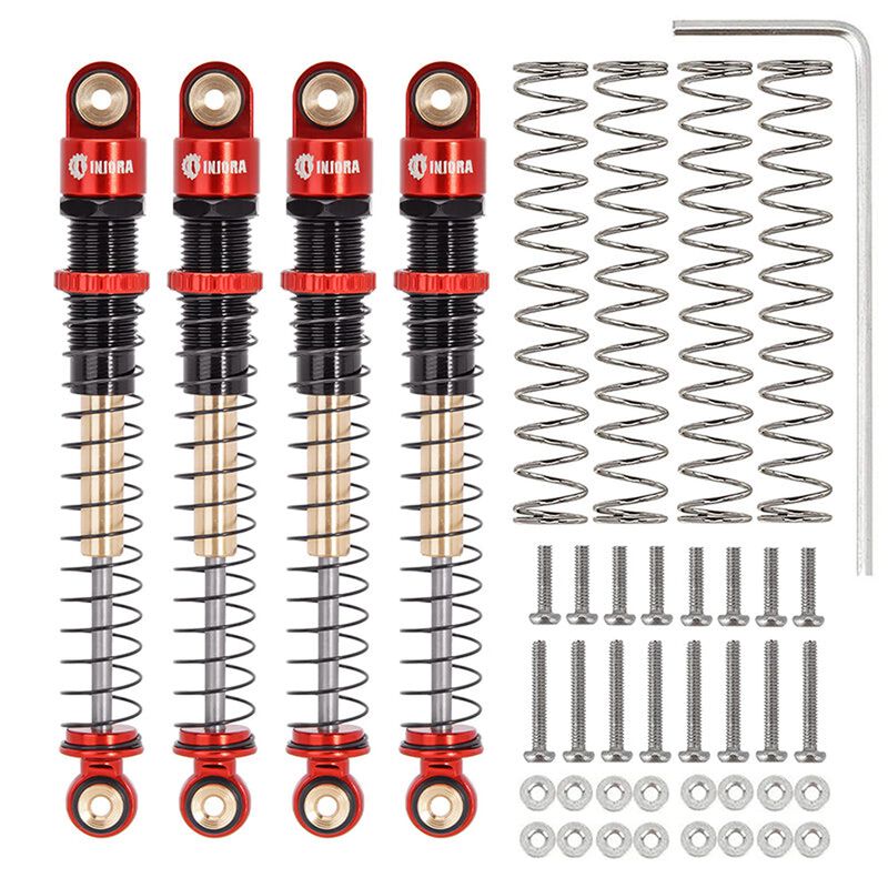 INJORA Aluminum 51mm Threaded Oil Shocks, Red, 1/24 Axial AX24 (4)