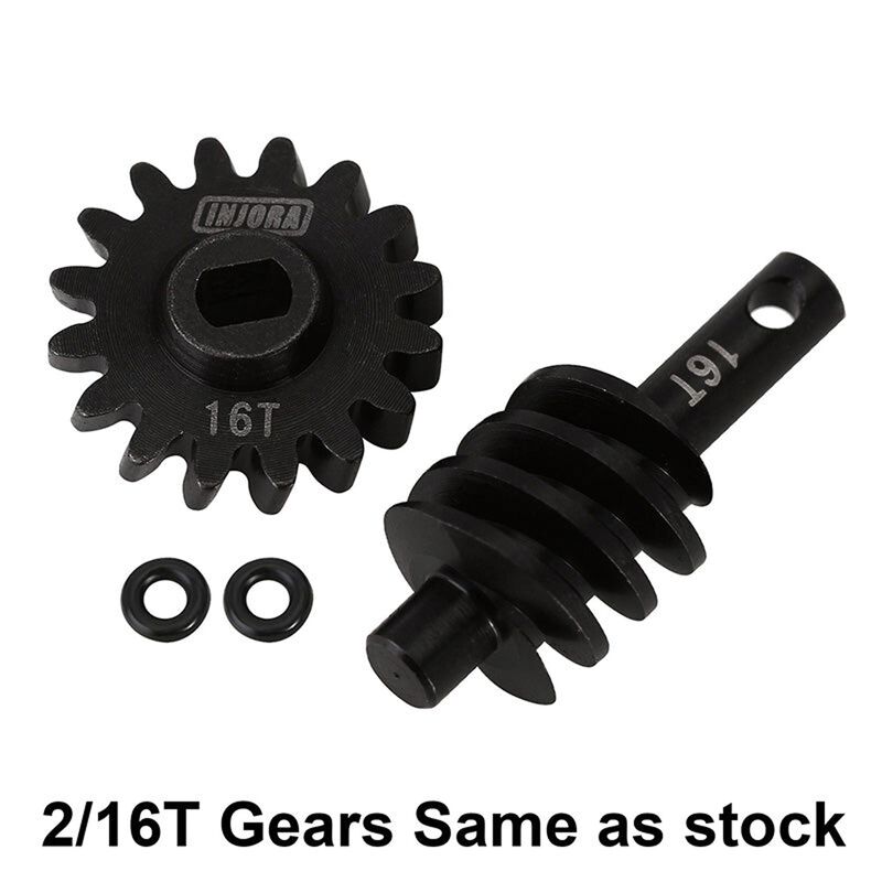 INJORA Steel 2/16T 23% Stock Helical Differential Gear Set, 1/24 Axial SCX24