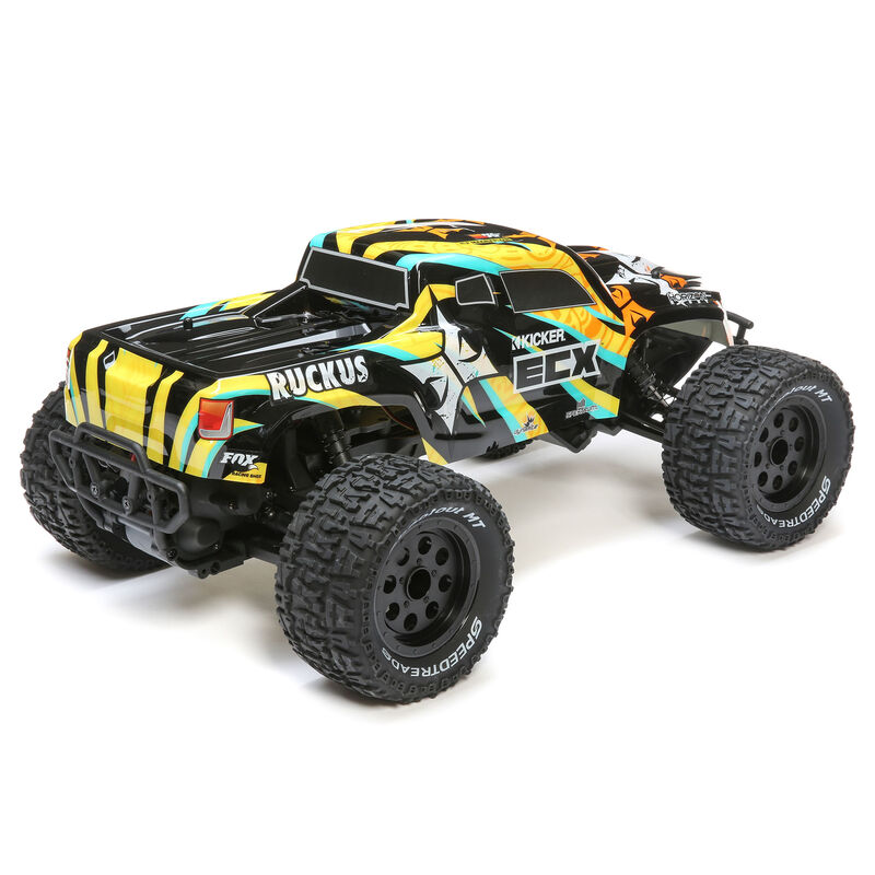 ECX 1/10 Ruckus 2WD Monster Truck Brushed RTR, Black/Yellow | Horizon Hobby