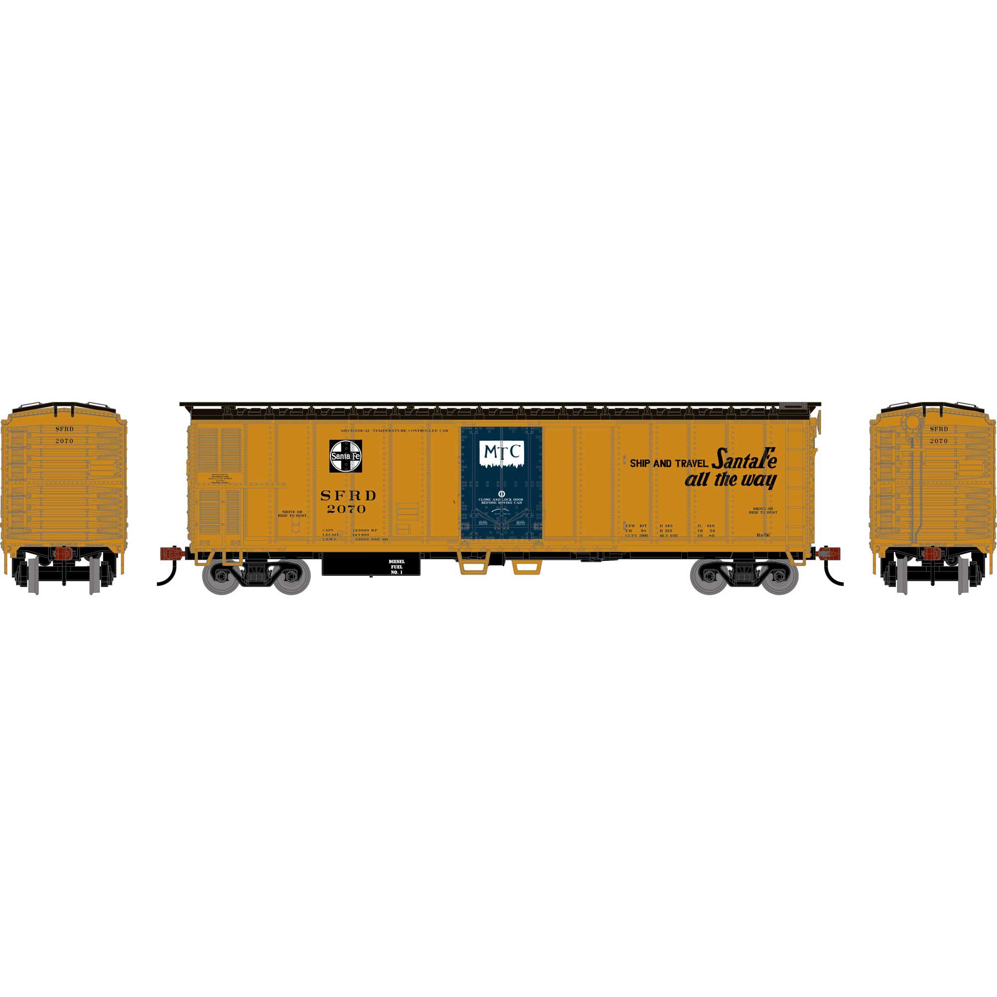 Roundhouse HO 50' Smooth Side Mechanical Reefer, SFRD #2070