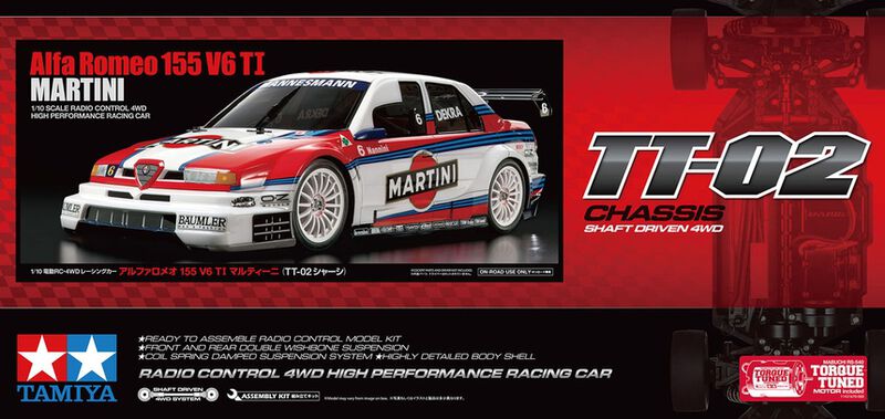 Tamiya 1/10 Alfa Romeo 155 V6 TI Martini TT-02 4x4 On-Road Touring