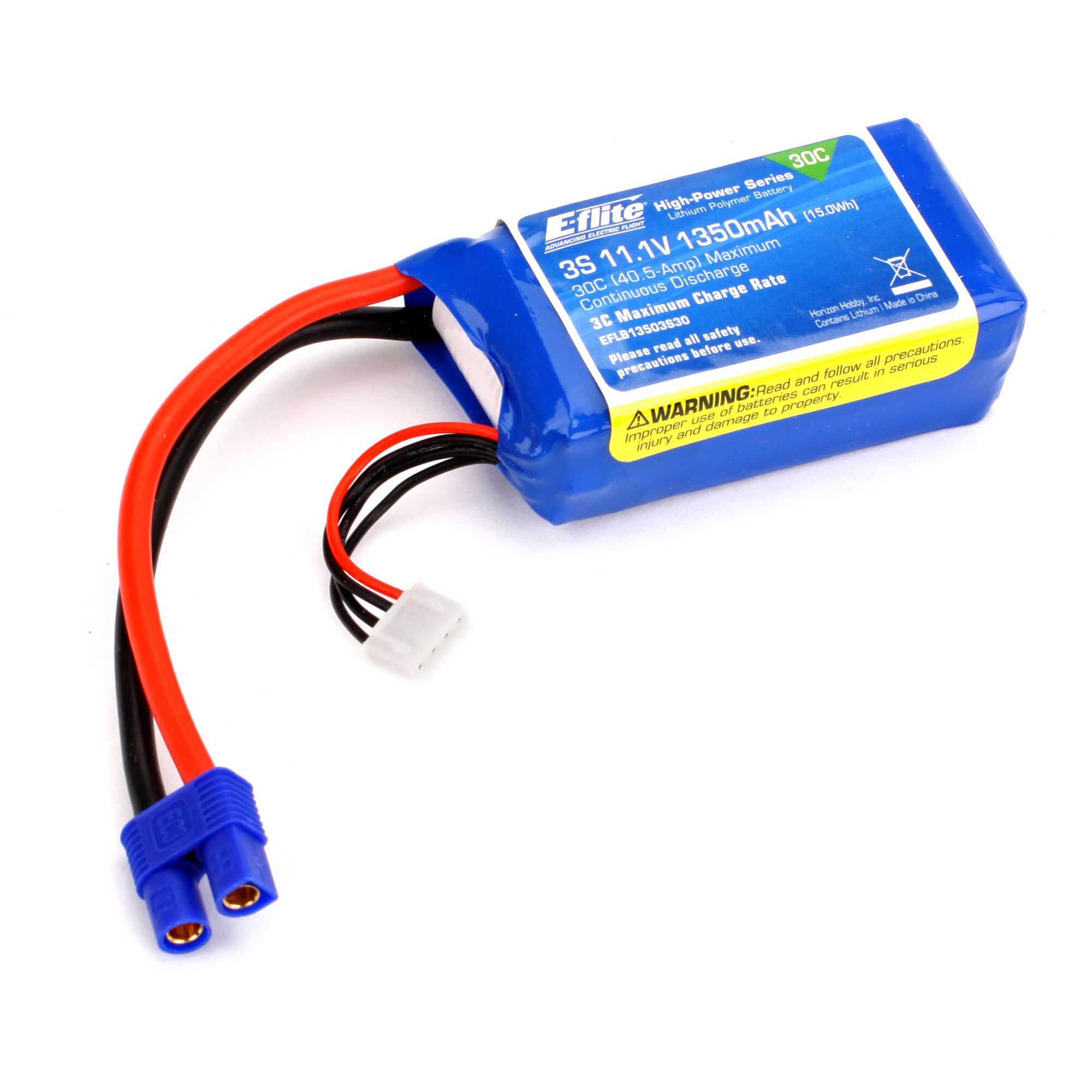 E-flite 11.1V 1350mAh 3S 30C LiPo Battery: EC3 | Horizon Hobby E-flite 11.1V 1350mAh 3S 30C LiPo Battery: EC3 | Horizon Hobby