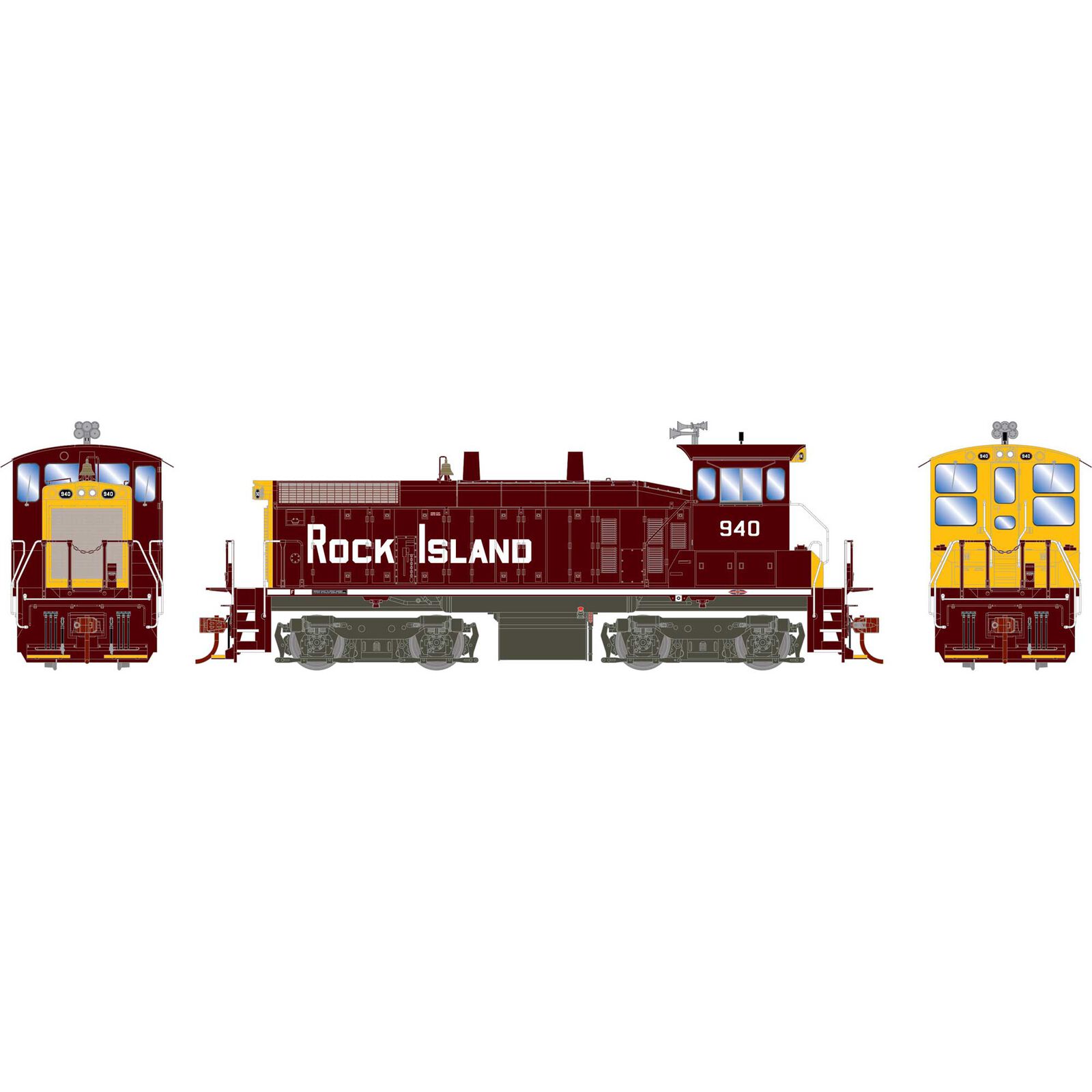 HO SW1500 Locomotive with DCC & Sound, Rock Island #940