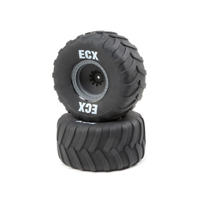 Right/Left Premounted Tire, Gray Wheel (2): 1/10 2WD Axe MT Right/Left Premounted Tire, Gray Wheel (2): 1/10 2WD Axe MT