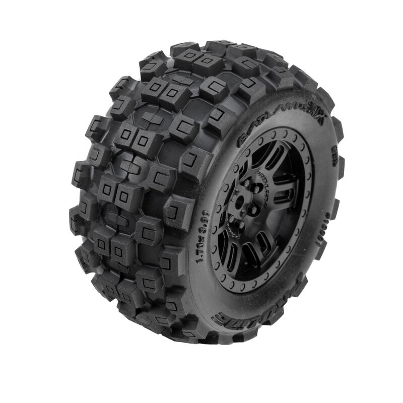 Badlands Front/Rear Tires MTD 12mm Black Split Six (2): ARRMA MINI KRATON