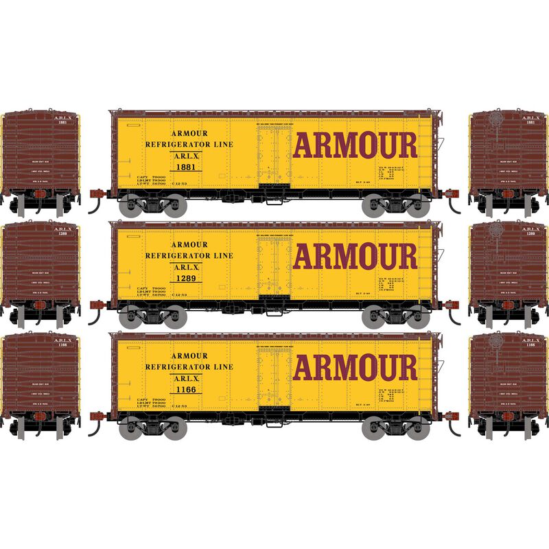 HO ATH 40' Steel Refrigerator Car, ARLX #1166/1289/1881 (3)