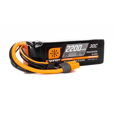 11.1V 2200mAh 3S 30C Smart LiPo Battery: IC3 11.1V 2200mAh 3S 30C Smart LiPo Battery: IC3