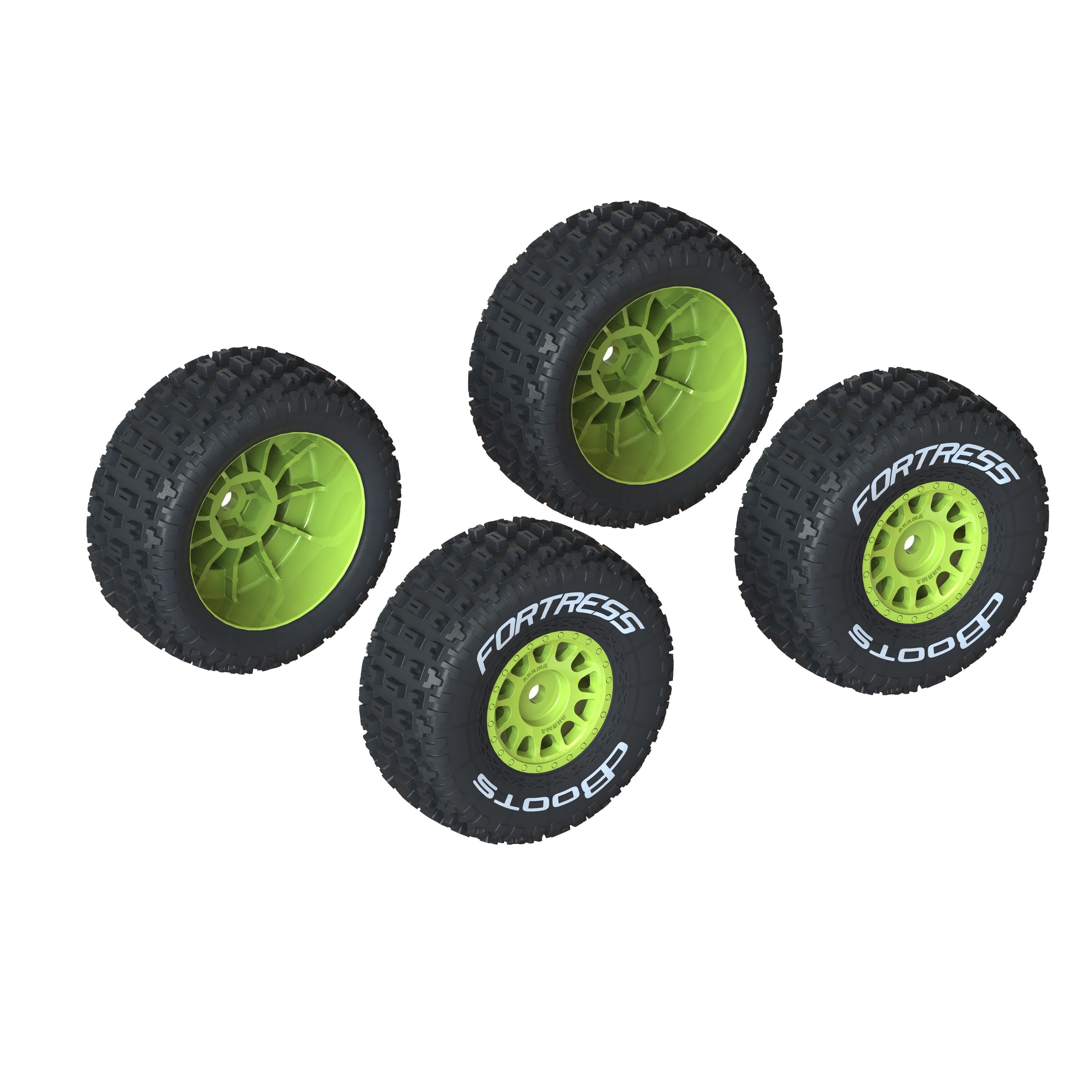 ARRMA DBoots 'Fortress' Reifenset – 4 Reifen Geklebt, Schwarz, Für Offroad-Modelle, Belüftet