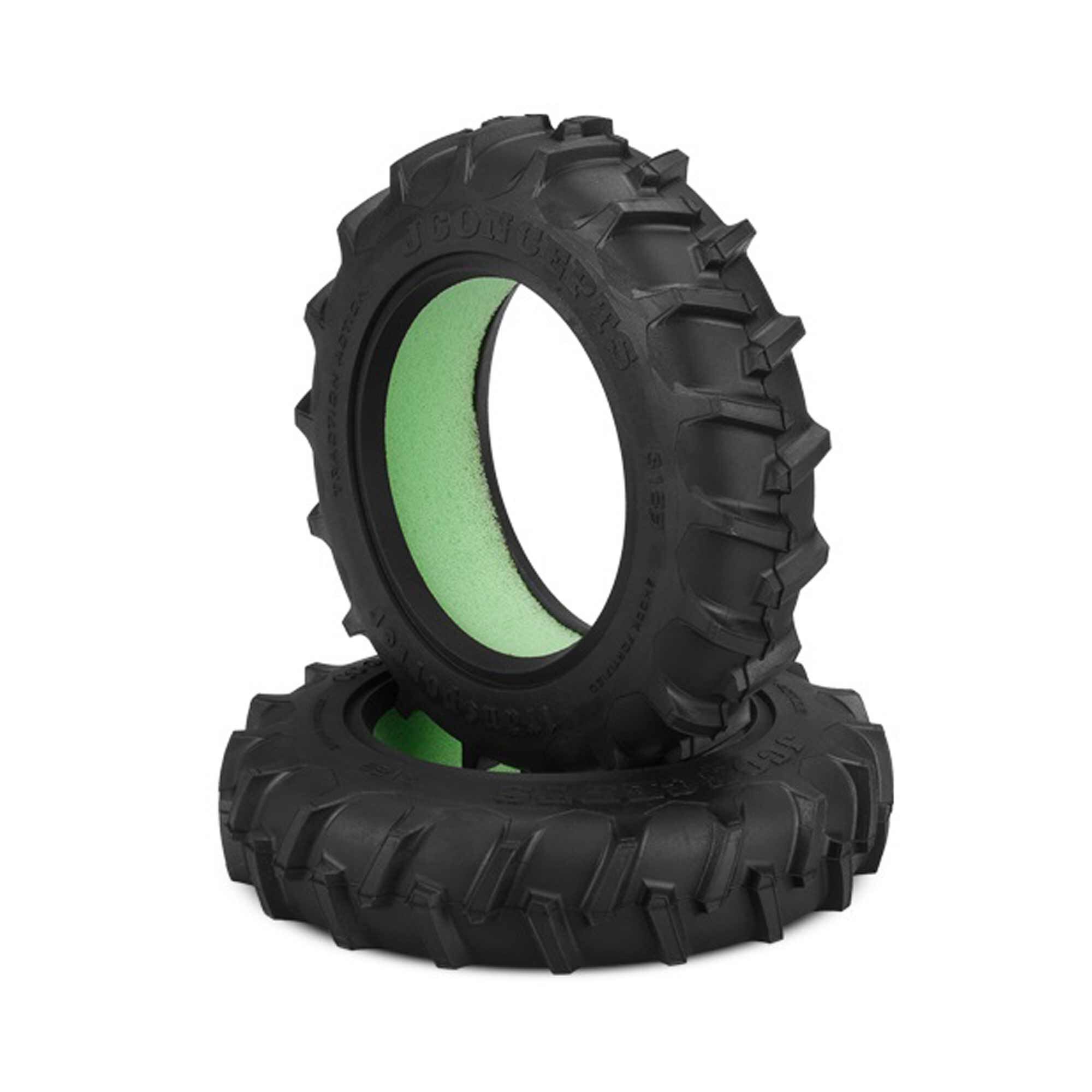 J Concepts Twin Pins RC Tire - Pink Compound Pre-Mounted On Yellow Wheels