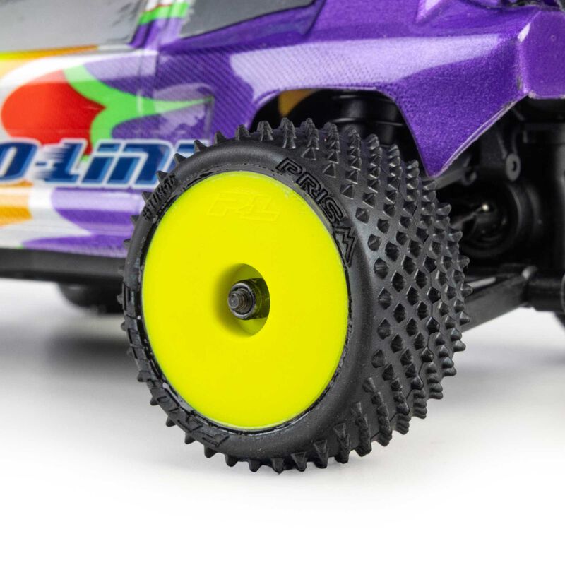 Pro-Line Racing 1/28 Prism Front/Rear Carpet Tires Mounted 7mm, Yellow (4): Losi Micro-T