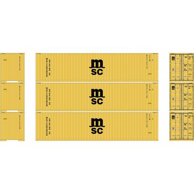 HO ATH 40' Corrugated High-Cube Containers, MSCU #726077-3/726115-2/726140-3 (3) HO ATH 40' Corrugated High-Cube Containers, MSCU #726077-3/726115-2/726140-3 (3)