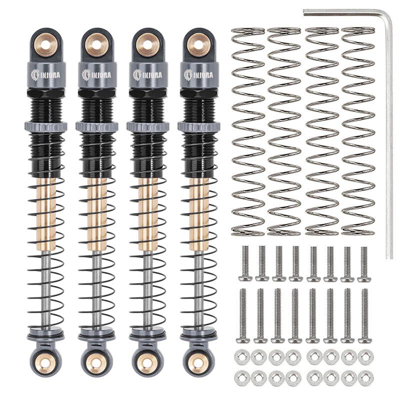 INJORA Aluminum 51mm Threaded Oil Shocks, Grey, 1/24 Axial AX24 (4)