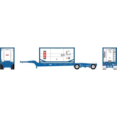 HO Drop-Frame Spread-Axle Chassis with Container, Chassis- Blue #122592; Container- TCLU #258570 1 HO Drop-Frame Spread-Axle Chassis with Container, Chassis- Blue #122592; Container- TCLU #258570 1