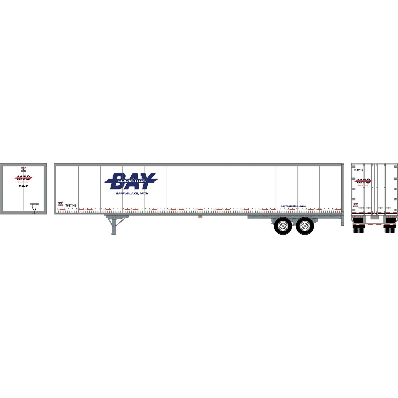 HO RTR 53' Wabash Plate Trailer, Bay Logistics #3