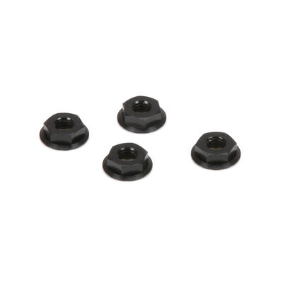 M4 Aluminum Serrated Nuts, Low Profile, Black (4) M4 Aluminum Serrated Nuts, Low Profile, Black (4)