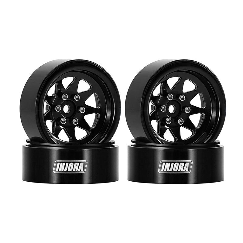 INJORA W1312 1.3" Stamped Steel -4.05mm Offset Beadlock Rock Crawler Wheels, Black (4)