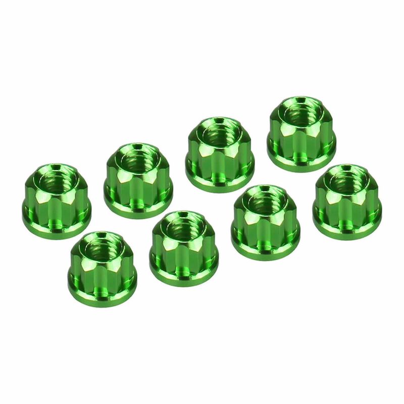 Aluminum M2 Flange Wheel Nuts, 1/30 Axial SCX30, Green