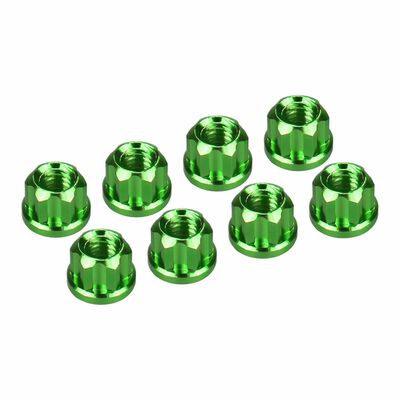 Aluminum M2 Flange Wheel Nuts, 1/30 Axial SCX30, Green Aluminum M2 Flange Wheel Nuts, 1/30 Axial SCX30, Green