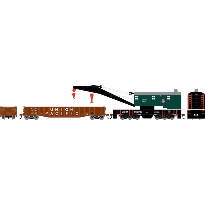 HO ATH 200-Ton Crane and 50' Gondola Set, UPX #250 (Crane); UP #30802 (Gondola)