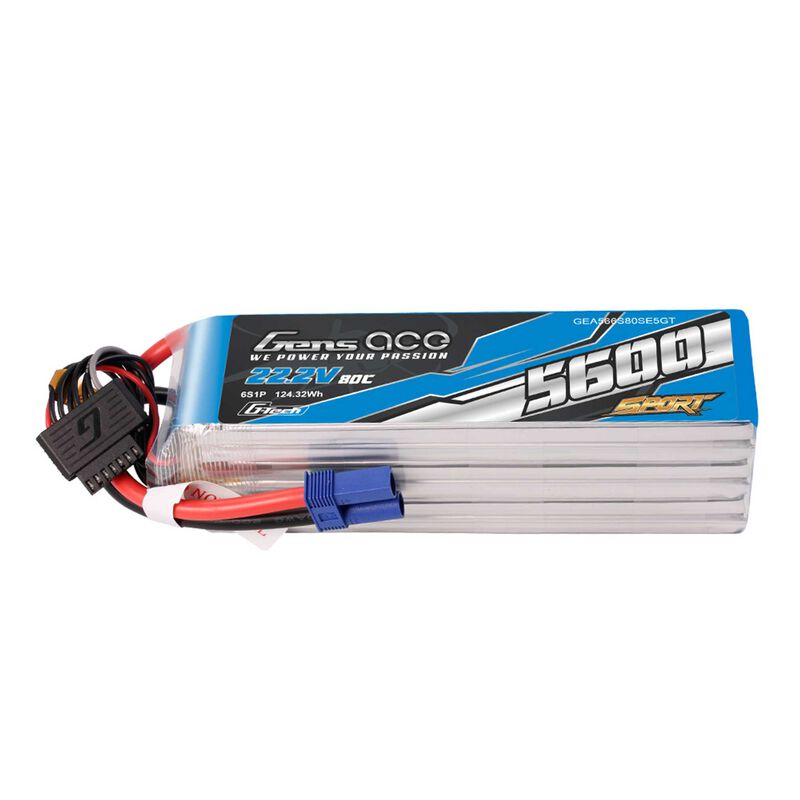 22.2V 5600mAh 6S 80C G-Tech LiPo Battery: EC5