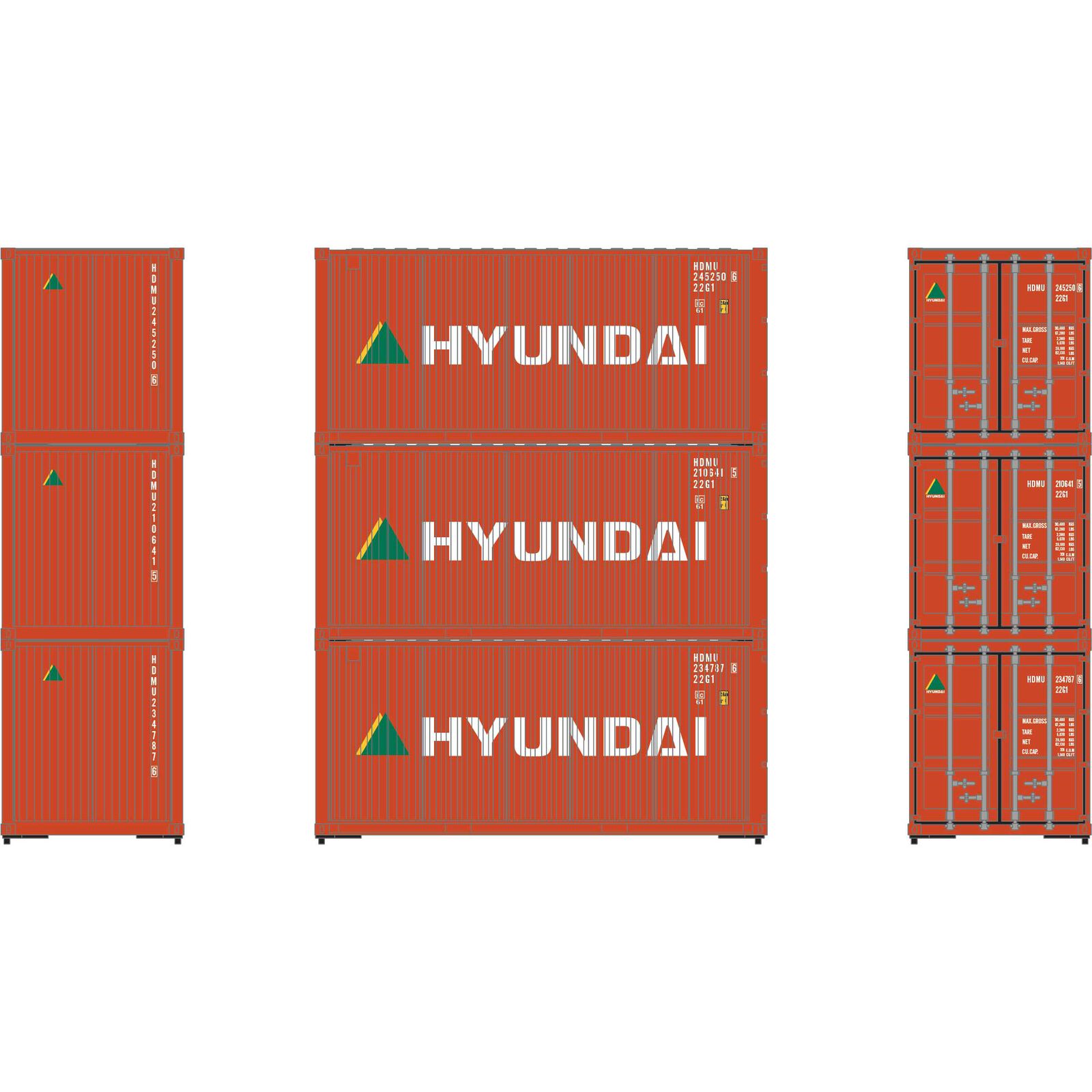 HO RTR 20' Corrugated Container, HDMU #2 (3)